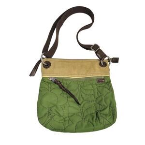 Fossil KEY-PER Purse Quilted Green Khaki Crossbody Slingbag Adjustable